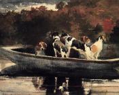 温斯洛荷默 - Dogs in a Boat